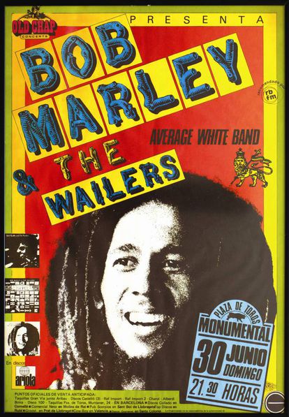 El cartel que anunciaba el concierto de Bob Marley el 30 de junio de 1980 en Barcelona.